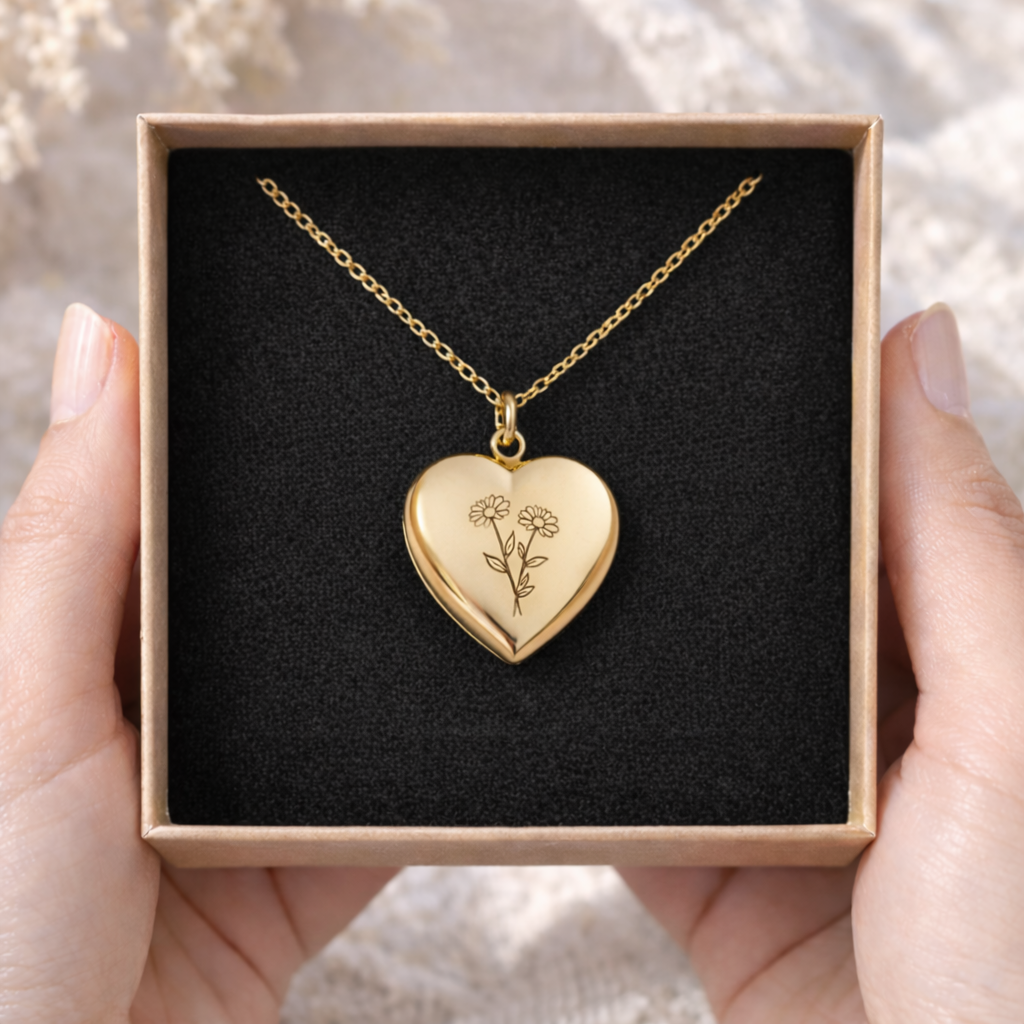 Collier photo personnalisé médaillon gravé coeur acier inoxydable